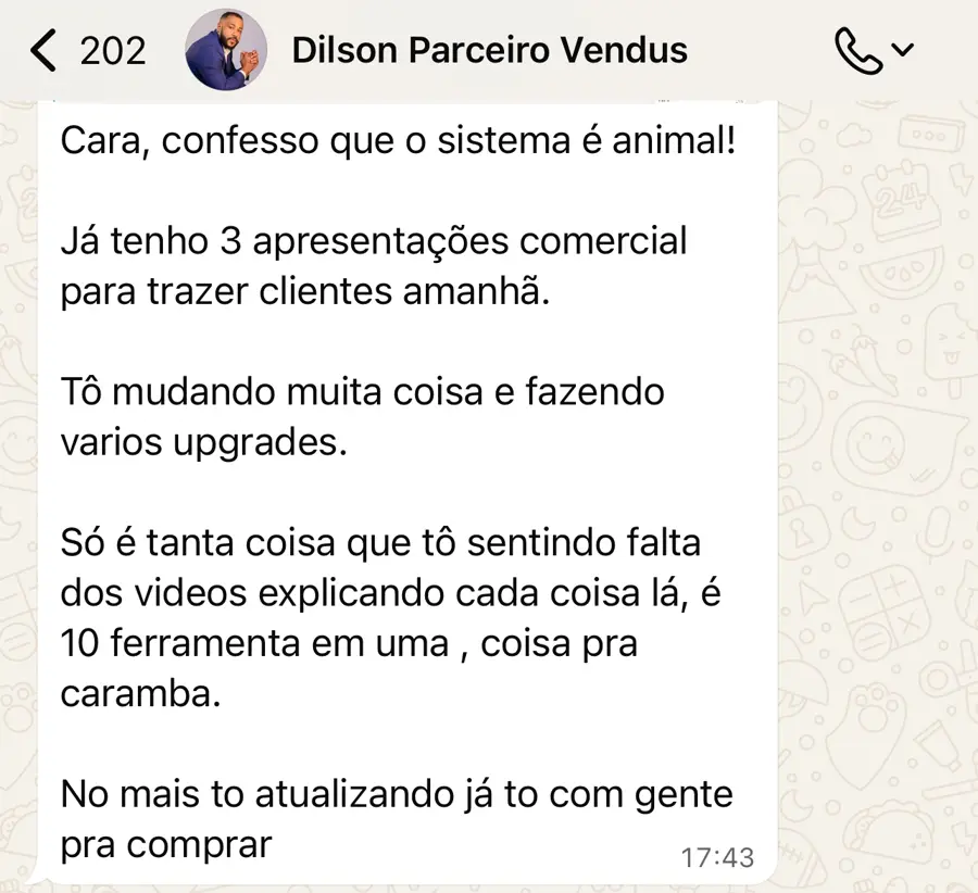 Depoimento Dilson Parceiro Vendus